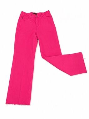 Judy Blue Hot Pink Garment Dyed Wide Leg Cropped Jeans Size 14W